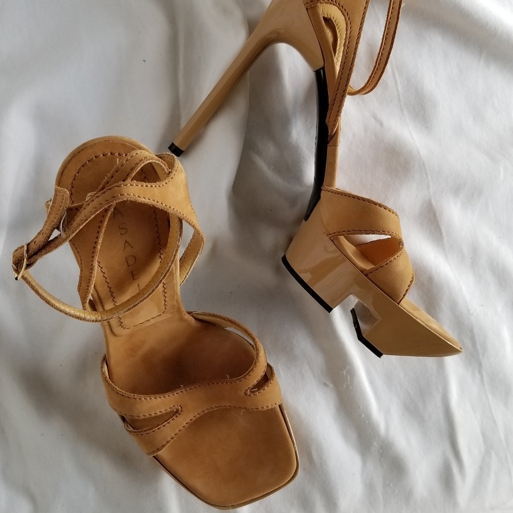 Casadei Tan Suede/Cavas Platform Sandal 9 (1/2)